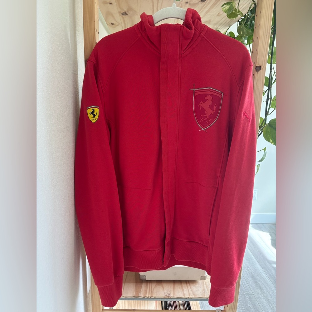 Rare HTF Scuderia Ferrari X Puma Red Full Zip Bomber Sweater 1947 Men Sz Medium